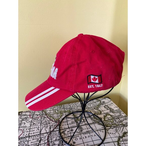 Red Victoria Canada Baseball Hat Embroidered Logo & Flag - Picture 4 of 6